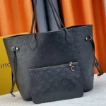 Lv-Top layer cowhide embossed fashion large-capacity bag women's bag high-end versatile commuter bag one-shoulder underarm tote bag-without packaging box