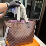 New women's shopping bag, genuine leather shoulder tote bag, large capacity bag, fashionable plaid design-without packaging box