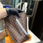 New women's shopping bag, genuine leather shoulder tote bag, large capacity bag, fashionable plaid design-without packaging box - Image 3