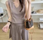 Summer new high-end women's bag made of genuine leather with floral stripes, mini bucket bag, shoulder bag, crossbody bag, hand-held small bag-without packaging box - Image 14