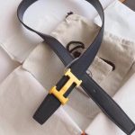 H-letter belt, men's genuine leather, h-buckle, business genuine, high-end, middle-aged and young double-sided pants belt, versatile-comes with gift box - Image 2