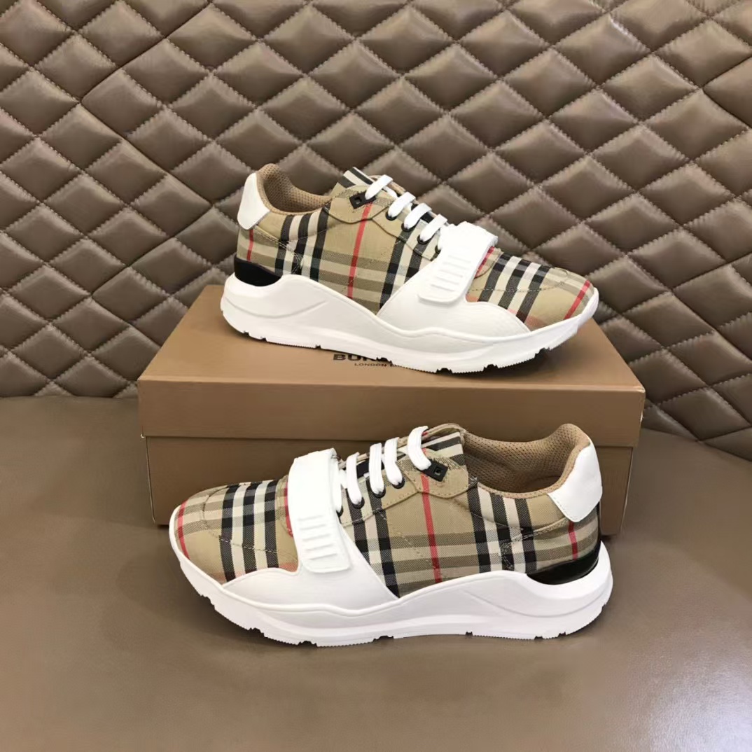 294f84e04d130f4172864b5c2df6bdd European station fashion color blocked plaid men's shoes casual sports shoes Korean version thick sole versatile breathable dad shoes running shoes - Image 1