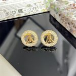 New letter inlaid circular hollow letter earrings French style light luxury high-end versatile earrings earrings