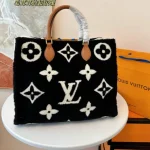 LV limited edition teddy tote color wool flower big logo super warm shoulder crossbody bag