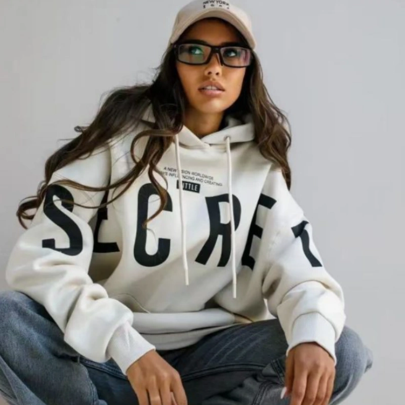61415499a06d1791ba1fe5cc5a4ef607 2024 American oversize fashion niche trend design sense chic print versatile loose hooded sweatshirt for external wear - Image 1