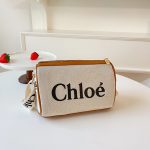 Chloe crossbody large capacity letter canvas bag, fashionable cylindrical bag