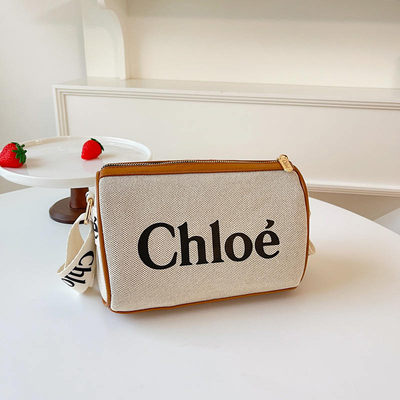 730d8a74 Chloe crossbody large capacity letter canvas bag, fashionable cylindrical bag - Image 1