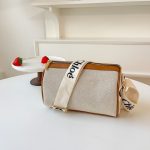 Chloe crossbody large capacity letter canvas bag, fashionable cylindrical bag - Image 5