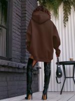 2024 American oversize fashion niche trend design sense chic print versatile loose hooded sweatshirt for external wear - Image 12
