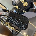 Lacquer leather Daifei bag with three or four compartments, genuine leather diamond grid small square bag, versatile, single shoulder crossbody, high-end handbag for women-comes with gift box - Image 2