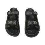 Chanel sandals velcro platform sole two-strap flip-flop chain buckle beach shoes for women - Image 2