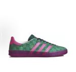 European 2025 new green German training shoes for women in spring and autumn, breathable and versatile, retro leather casual flat shoes with three bars - Image 2