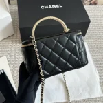 Glossy gold label diamond plaid sheepskin handle long box bag-box - Image 7