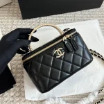 Glossy gold label diamond plaid sheepskin handle long box bag-box - Image 5