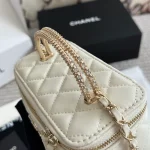 Glossy gold label diamond plaid sheepskin handle long box bag-box - Image 7