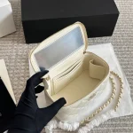 Glossy gold label diamond plaid sheepskin handle long box bag-box - Image 3