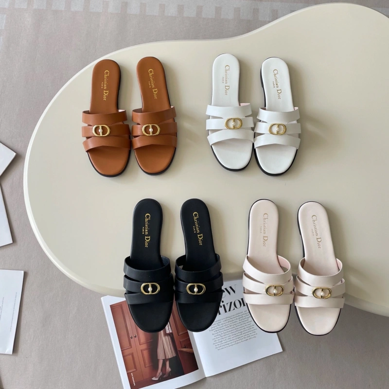 1 Dior Women's Calfskin Slide Sandal with CD Logo Buckle - Image 1