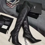 Lambskin knee-high boots, black heels. No returns or exchanges. Requires a 7-day customization period.-box - Image 10