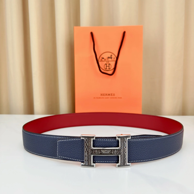 13417760120149800 Premium wide 3.8 steel buckle, genuine leather "H-style" deluxe belt with gift box - Image 1