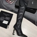 Lambskin knee-high boots, black heels. No returns or exchanges. Requires a 7-day customization period.-box - Image 5