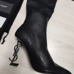 Lambskin knee-high boots, black heels. No returns or exchanges. Requires a 7-day customization period.-box - Image 7
