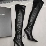 Lambskin knee-high boots, black heels. No returns or exchanges. Requires a 7-day customization period.-box - Image 8