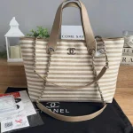 Woven striped beach bag- no box - Image 7