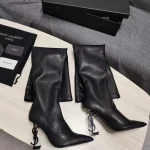 Lambskin knee-high boots, black heels. No returns or exchanges. Requires a 7-day customization period.-box - Image 4