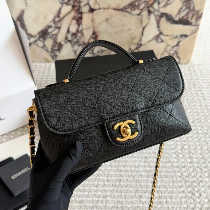 13420883160415000 Pique Texture Flap Bag with Gold-box - Image 1