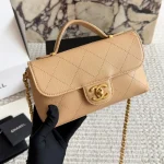 Pique Texture Flap Bag with Gold-box - Image 16
