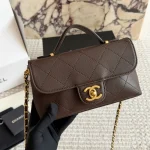 Pique Texture Flap Bag with Gold-box - Image 15