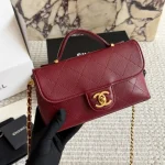 Pique Texture Flap Bag with Gold-box - Image 13