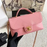 Pique Texture Flap Bag with Gold-box - Image 12