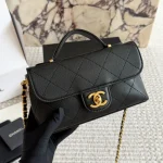 Pique Texture Flap Bag with Gold-box - Image 11