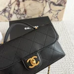 Pique Texture Flap Bag with Gold-box - Image 9