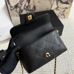 Pique Texture Flap Bag with Gold-box - Image 7