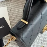 Pique Texture Flap Bag with Gold-box - Image 4