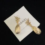New Arrival: Teardrop Brushed Double C Stud Earrings – Minimalist & Elegant Design That Looks Luxurious-bxox - Image 3