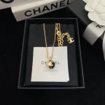 New Black and White Pearl Double C Necklace-box
