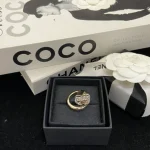 "New Light Gold Paved Heart Double C Ring-no box - Image 7
