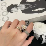 "New Light Gold Paved Heart Double C Ring-no box - Image 5