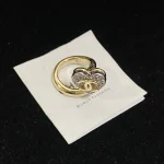 "New Light Gold Paved Heart Double C Ring-no box - Image 3