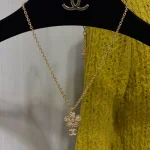Luxury Gold Flower Fully Paved Double C Necklace-no box - Image 5