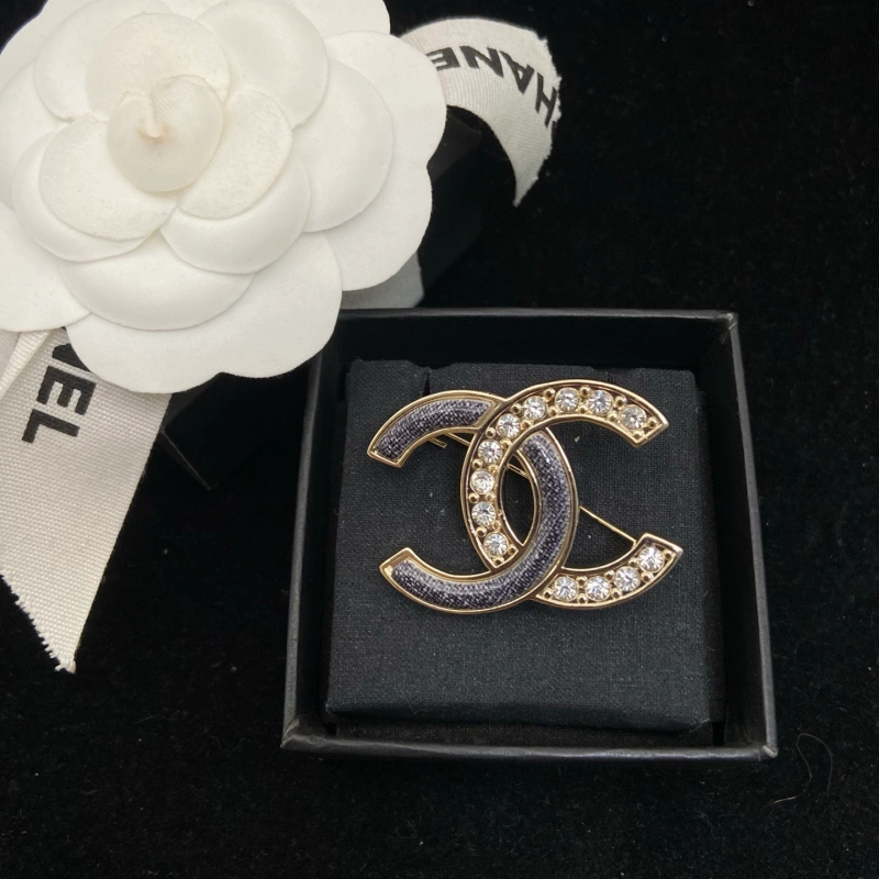 13421583879226800 Black Pave Double C Brooch-no box - Image 1