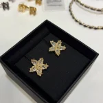S New Paved Double C Gold Star Earrings-no box - Image 7