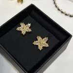 S New Paved Double C Gold Star Earrings-no box - Image 6