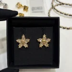 S New Paved Double C Gold Star Earrings-no box - Image 5