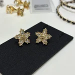 S New Paved Double C Gold Star Earrings-no box - Image 4