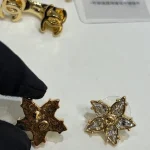S New Paved Double C Gold Star Earrings-no box - Image 2
