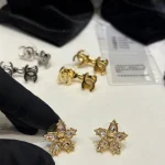 S New Paved Double C Gold Star Earrings-no box - Image 9